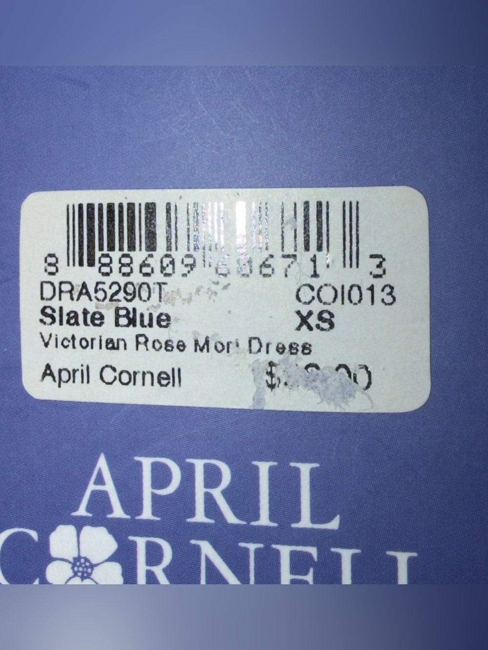 New! April Cornell Victorian Rose Slate Blue Midi Dress Pink Roses Side Ties - Picture 11 of 12
